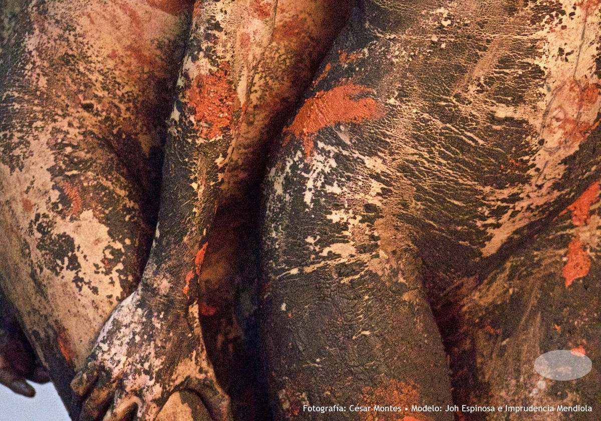 Cuerpos pintados, detalle de pigmento