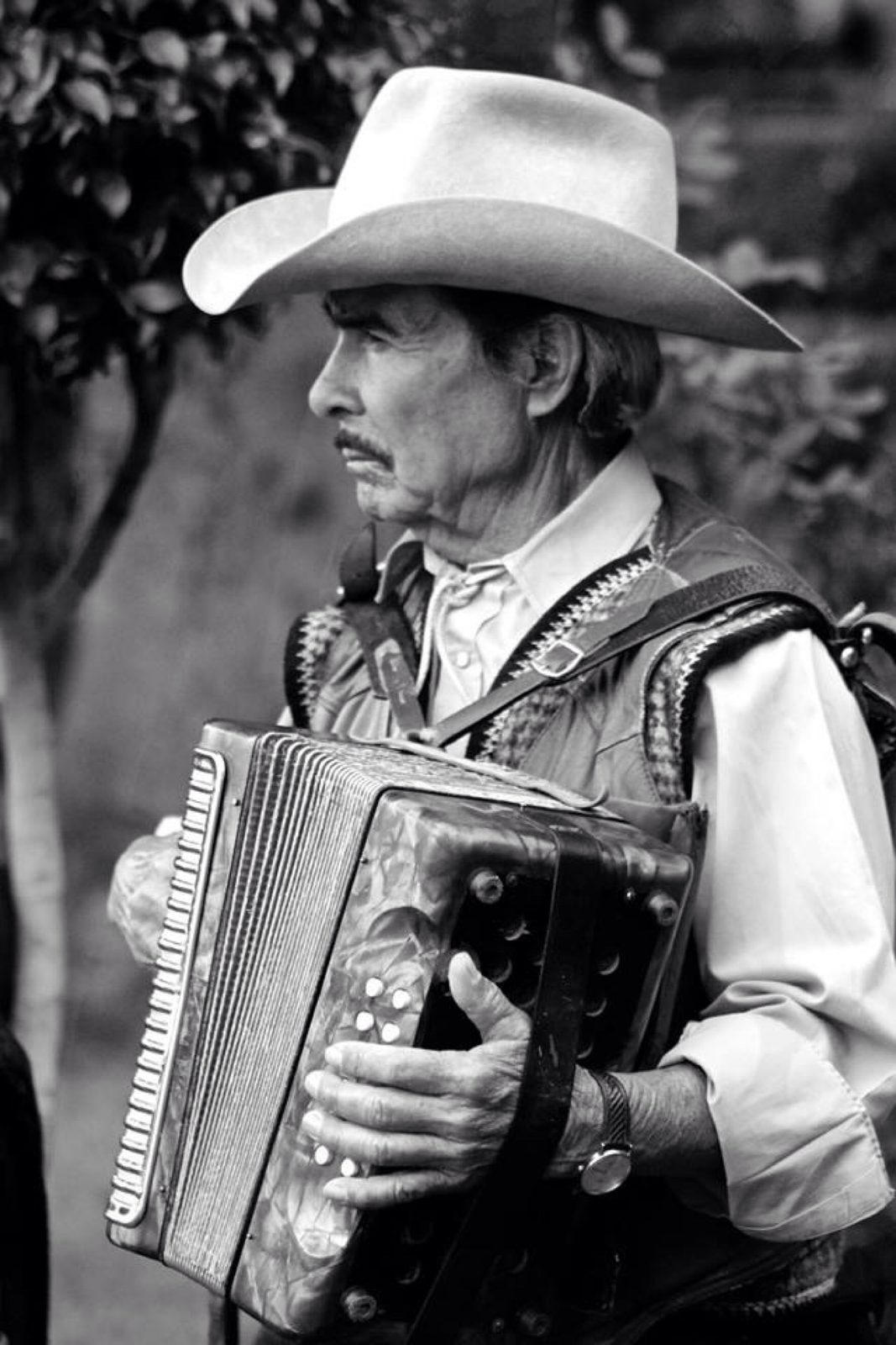 Retrato de un músico con acordeón